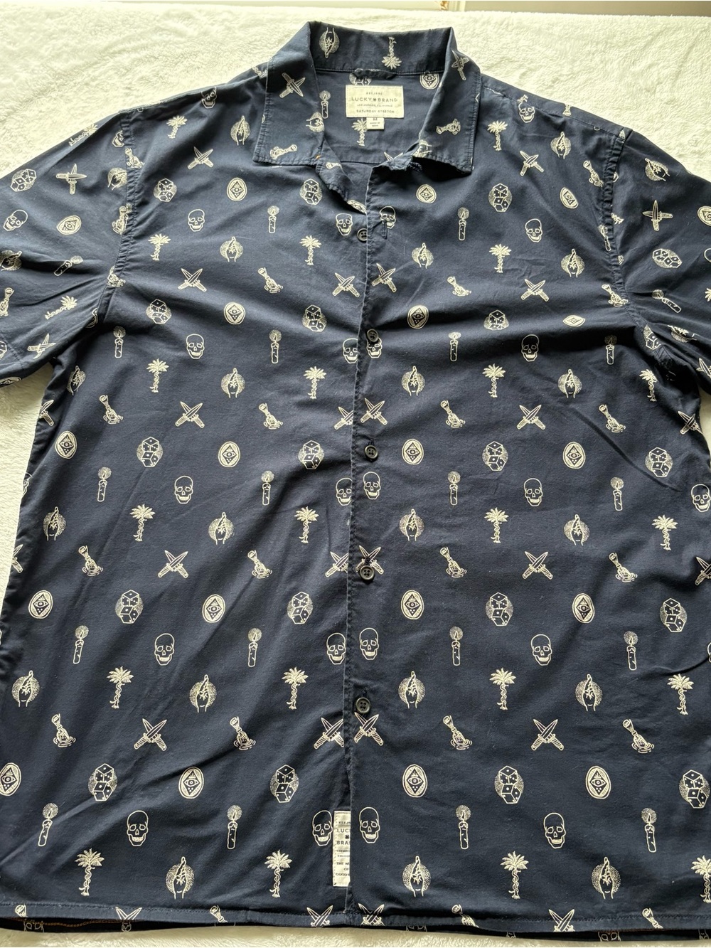 Lucky Brand Saturday stretch Tarot Mystical Edition print Button Down Shirt M